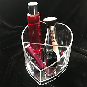 Acrylic Bathroom Office Accessories Holder - 3 Compartment Cosmetic Organizer For Jewelry Makeup Brush Lipstick Pens Pencils