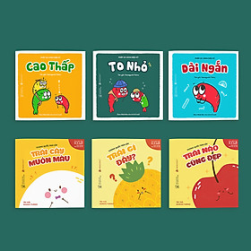 Combo 6 cuốn truyện tranh Ehon Nhật Bản - Vương quốc trái cây (Trái nào cũng đẹp, Trái gì đây, Trái cây muôn màu) và Phép so sánh kỳ diệu (To nhỏ, dài ngắn, cao thấp) + tặng kèm 2 phiếu bốc thăm trị giá lên đến 5 triệu Điện máy xanh + thước đo cho bé