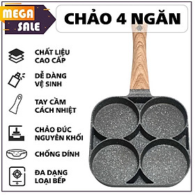 Chảo Chiên Trứng, Làm Bánh 4 Ngăn, Vân Đá Phù Hợp Với Mọi Loại bếp - Chảo làm bánh 4 ngăn