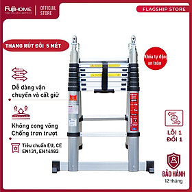 Mua Thang nhôm rút gọn chữ A  FUJIHOME TLA08 ( Chiều cao chữ A  2 5m - Cao chữ I 5m  Khóa an toàn  đế chống trượt) Hàng Chính hãng