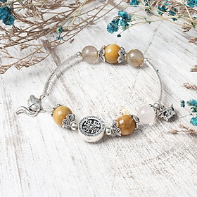 Vòng Tay Đá Thạch Anh Tóc Vàng Charm Hồ Ly