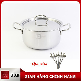 Mua Nồi inox 3 đáy sandwich inox 430 cao cấp Fivestar Standard đáy từ nắp inox (16cm/18cm/20cm/24cm/26cm/28cm/30cm )   tặng 5 muỗng