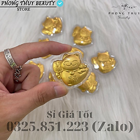 Mua Thỏi Mèo Thần Tài Mạ Vàng 24k Kèm Túi Phúc Lộc Phong Thủy May Mắn Làm Quà Tặng Ý Nghĩa