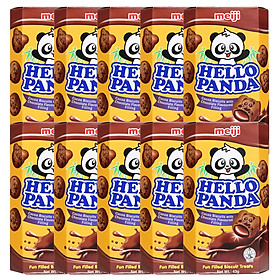 Lốc 10 Bánh Hello Meiji Panda Double Chocolate 43g