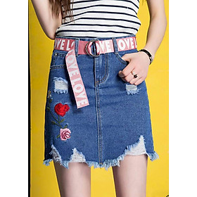 Chân váy jeans rách hoa hồng Mã: VN719