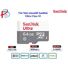 Mua Thẻ nhớ Micro SD SanDisk Ultra 64GB UHS-I - 100MB/s Class 10  Thẻ nhớ camera  Thẻ nhớ điện thoại - Hàng Chính Hãng