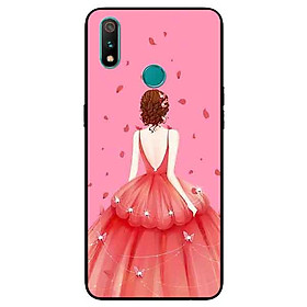 Ốp Lưng in cho Realme 3 Pro Mẫu Cô Gái Váy Hồng - Hàng Chính Hãng