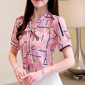 Áo cổ nơ họa tiết