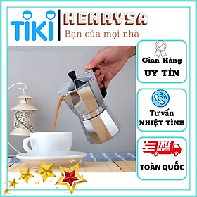 Mua Bình pha cà phê kiểu Ý- Ấm pha cà phê chất liệu nhôm cao cấp -Hàng chính hãng Henrysa