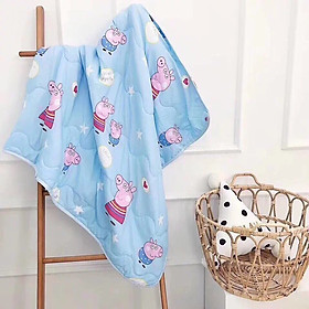 Mua Chăn Cotton Đũi Xuất Hàn Cho Bé -Heo Xanh