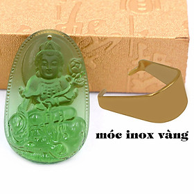 Mặt phật hộ mệnh tuổi Thìn, Tỵ - Mặt dây chuyền Phật Phổ hiền Pha lê xanh lá - Size phù hợp cho nam và nữ - Tặng kèm móc inox