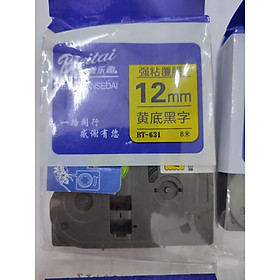 Mua Nhãn in bt-631 rộng 12mm* 8m  Chữ đen nền vàng dành cho máy in Brother P-Touch