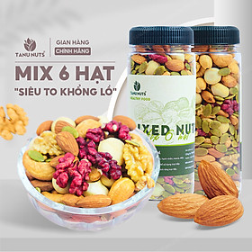 Hạt dinh dưỡng mix 6 loại TANU NUTS hũ 500g/350g hạt ngũ cốc cho bà bầu gồm macca, óc chó, hạnh nhân, bí xanh, điều