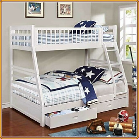 Mua Giường 2 tầng Tundo màu trắng kèm 2 hộc kéo 1m/1m4
