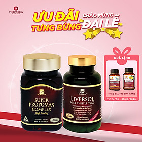 Bộ Sản Phẩm Cho Người Gầy Yếu, Sức Khỏe Kém, Muốn Tăng Cân: Viên Uống Keo Ong Super Propomax Complex 60 Viên, Bổ Gan Liversol Milk Thistle 60 Viên