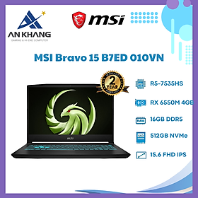 Hình ảnh Laptop Gaming MSI Bravo 15 B7ED 010VN (AMD Ryzen 5 7535HS | 16GB | 512GB | RX 6550M 4GB | 15.6 inch FHD | Win 11 | Đen) - Hàng Chính Hãng - Bảo Hành 24 Tháng