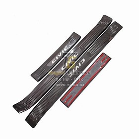 Bộ Ốp bậc cửa, Nẹp bước chân Honda Civic 2016-2019 vân Carbon