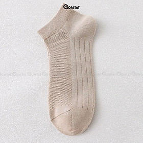 Tất nam cổ ngắn cao cấp có mặt lưới thoáng khí, vớ nam cổ thấp chất liệu cotton mềm mại - NGANTRONLUOI-FIVE-2002-1DOI - Kaki