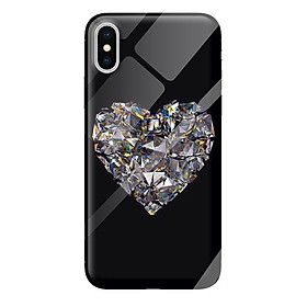 Ốp kính cường lực cho iPhone X nền kim cương đen 1 - Hàng chính hãng