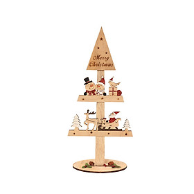 DIY Wooden Mini Christmas Tree Shape Blocks Decoration for Home Desktop Decoration