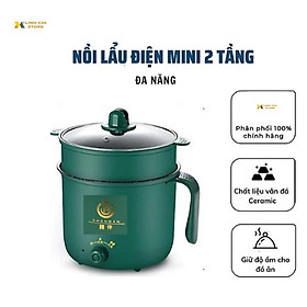Mua Nồi Lẩu Điện Đa Năng Mini Ca Nấu Mì  Cơm Đa Năng 2 Tầng Cao Cấp Núm Xoay 2 Nấc Nhiệt Kèm Giá Hấp 1 8L - giao mầu ngẫu nhiên