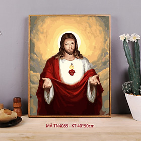 Tranh sơn dầu số hóa tự tô màu Tranh công giáo Chúa Jesus TN4085