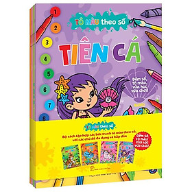 Bộ Sách Tô Màu Theo Số - Muông Thú + Khủng Long + Tiên Cá + Kỳ Lân (Bộ 4 Cuốn)