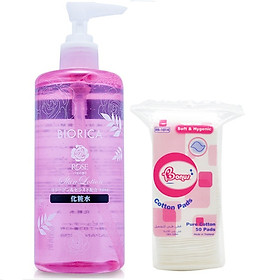 Combo Nước dưỡng cân bằng độ ẩm chiết xuất hoa hồng Biorica rose Nhật Bản và 1 bông tẩy trang
