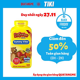 Kẹo dẻo đa Vitamin thiết yếu, Lutien và gấp đôi Canxi cho bé - L’il Critters Gummy Vites 300 viên