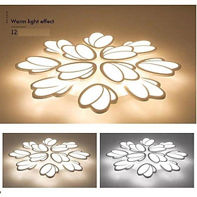 Mua (GIẢM GIÁ SỐC) Đèn Mâm Led Ốp Trần 12 Cánh Trang Trí Phòng Khách Ngủ Spa Hội Nghị Có Điều Khiển Phân Tầng 3 Màu Ánh Sáng