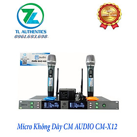 Mua Micro không dây CMAUDIO Model CM-X12 cao cấp có chế độ tự ngắt - Hàng chính hãng nhập khẩu 2024 - tặng bộc sạc và 4 quả pin 1200mah