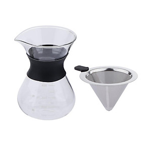 Coffee Maker Set Pour Over Coffee Pot + Cone Coffee Dripper Filter Net 400ml