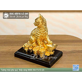 Mua Tượng mèo phú quý thếp vàng 9999 20x17x12cm