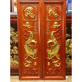 Mua Cặp Tranh gỗ hương đỏ  lý ngư vọng nguyệt ( 30x100cm )
