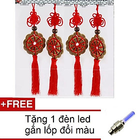 Tiền Xu Mai Hoa 10 Cánh Rời  Mai Hoa Thập Toàn Treo Xe Oto 206230 1   + Tặng 1 đèn led gắn van xe đổi màu 206131