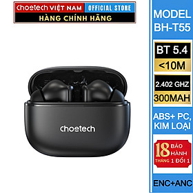 Tai nghe Bluetooth chống ồn ENC+ANC Choetech BH-T55 kết nối ổn định, âm thanh chất lượng cao - Hàng chính hãng