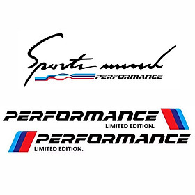 Combo 2 tem dán cửa + 1 tem sport mind dán capo xe ô tô Performance 01