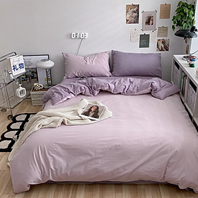 Bộ vỏ chăn ga gối cotton tici notag Lidaco cotton đũi trơn dày decor phòng ngủ vintage đủ mọi cỡ nệm