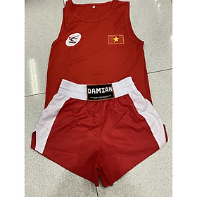 Quần Áo Kick Boxing Damian Cao Cấp ( Bộ), Chất vải áo thun lạnh, Quần trơn satin mát mẻ, thoáng mát, Thấm hút mồ hôi tốt, Thích hợp cho tập luyện, thi đấu và đối kháng