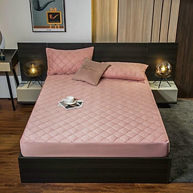 BỘ GA GỐI LỤA SATEENS TRẦN BÔNG BỌC ĐỆM THÊU CHỮ H