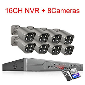 Techage 16CH 5MP POE NVR Kit Hệ thống camera an ninh Âm thanh hai chiều H.265 Camera IP AI Camera ngoài trời Bộ giám sát video camera quan sát P2P Ổ cứng tích hợp: Không có
