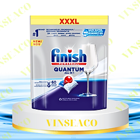 Túi 60 viên rửa bát Finish Quantum Dishwasher Tablets Lemon Sparkle QT025460 - hương chanh