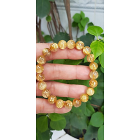 Vòng đeo tay phong thủy may mắn nữ đá thạch anh tóc vàng đồng trục tự nhiên Size vòng hạt 9mm ánh sáng rất đẹp Vòng chuẩn hợp nữ mệnh kim, mệnh thổ, mệnh Thủy ạ