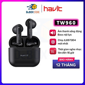 Mua Tai Nghe Bluetooth TWS HAVIT TW960  BT 5.1  Độ Trễ Thấp  Kháng Nước IPX4  Nghe Đến 16H (Đen) - Hàng Chính Hãng