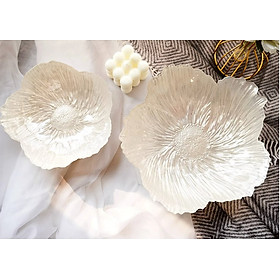 Mua Bộ 3 đĩa thủy tinh pha lê đĩa trái cây phòng khách sang trọng cao cấp theo phong cách châu Âu- Đĩa màu trắng ngọc trai bàn caffe lớn  đồ ăn