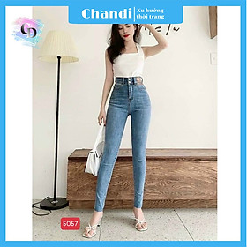 Quần jean nữ Lưng Cao Siêu Hack Dáng Thương Hiệu Chandi, chất jean co dãn 4 chiều ống ôm chân MA5057