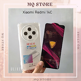 Ốp lưng và cường lực cho Xiaomi Redmi 14C - Loại trong suốt chống sốc 4 góc ( hàng chính hãng)