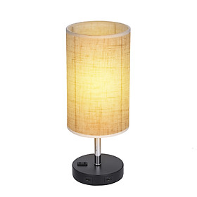 Tomshine Touching Control Bedside Table Light Dimmable Desk Nightstand Lamp with 2 USB Charge Port & 1 AC Scoket Round