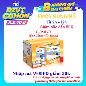 Combo 2 lon sữa bột Bonecare Calcimax+ 900g: dành cho người từ 18 tuổi trở lên bổ sung canxi phòng ngừa loãng xương, tim mạch và tiểu đường.