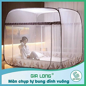 Mua Màn chụp tự bung đỉnh vuông Gia Long - Mẫu mùng chụp tự bung người lớn chống muỗi gấp gọn tiện dụng